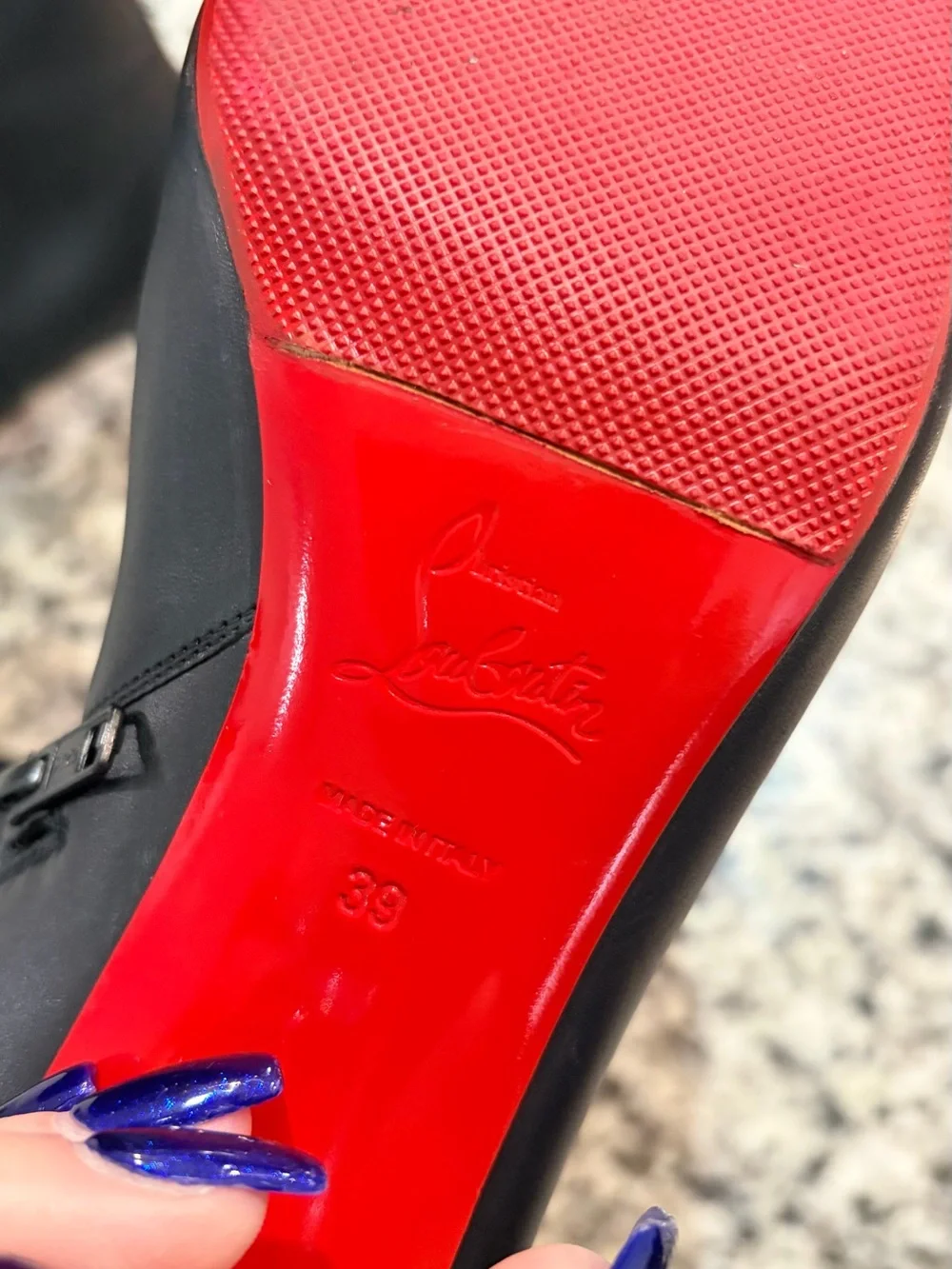🤩❤️✨Christian Louboutin Red Bottoms Black Over-the-Knee Leather Boots